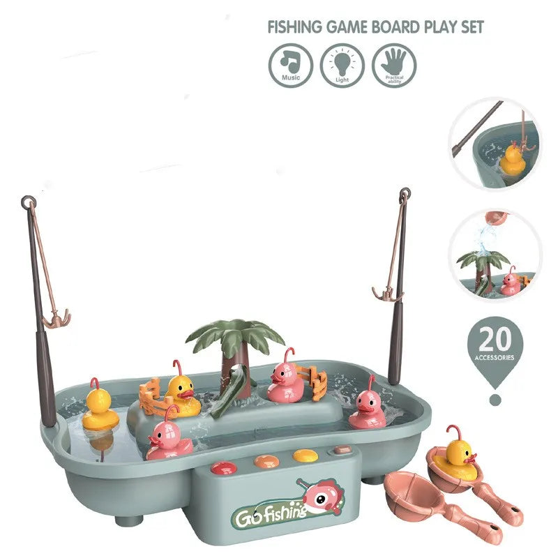 Electric Fishing Toys With Music Lights Water Play Game Music Electric Circulation Fishing Duck Games for Kids