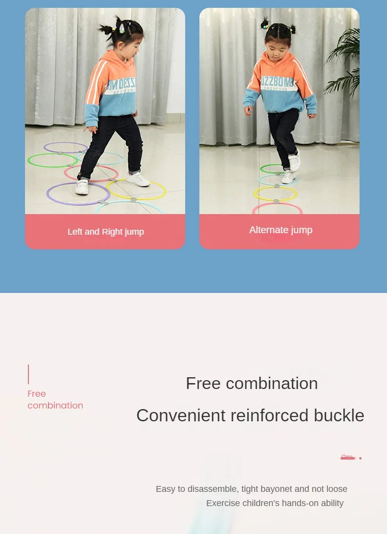 New Outdoor Kids Funny Physical Training Sport Toys Lattice Jump Ring Set Game 10 Hoops 10 Connectors for Park Play Boys Girls