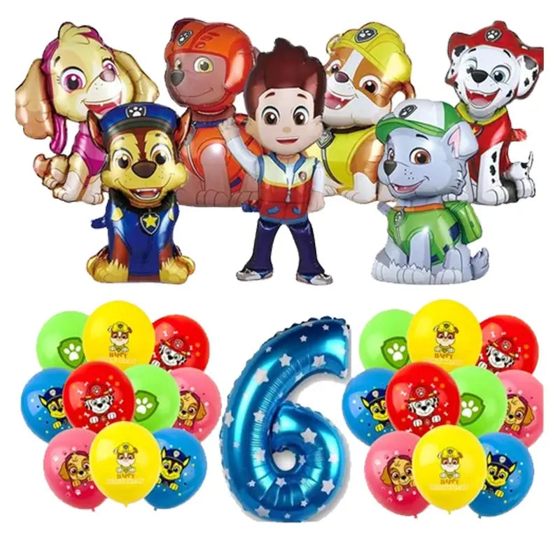 Paw Patrol Birthday Decorations Paw Patrol Tableware Plates Cups Balloons Banner Backdrop Cake Toppers Gift Bags Party Supplies