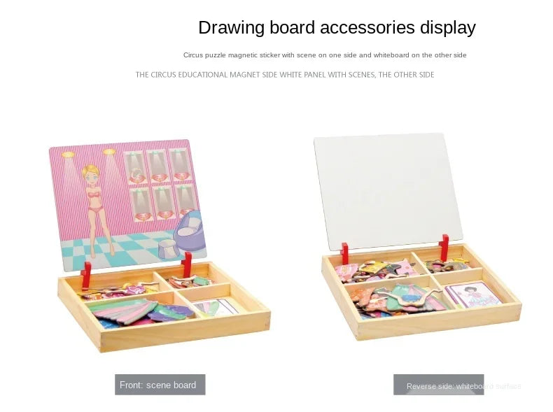 Magnetic 3D Puzzles for Kids Montessori Games Educational Toys for Children Blackboard Whiteboard Drawing Wooden Jigsaw Puzzle