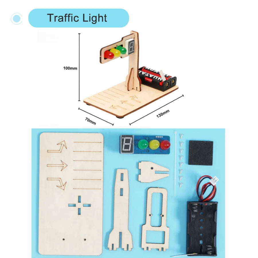 Kids DIY Science Toy Educational Scientific Experiment Kit Light Traffic Light Model Physics School STEM Projects Childrens Toy