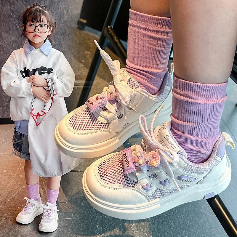 Girls' mesh shoes 2025 Spring and Autumn new children's sports shoes mesh breathable girls' casual shoes board shoes