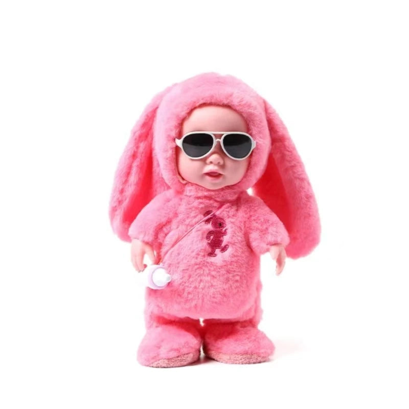 HYRAX Children's Electric Plush Baby Doll with Milk Bottle Can Sing Dance Walk Talk And Mimic Rechargeable Toy For Girls