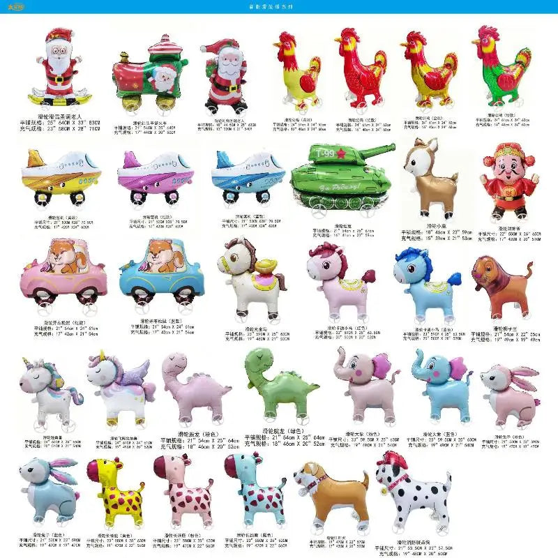 4D Cartoon Foil Balloons Elephant Stand Walking Balloon With Wheel For Kids Birthday Party Decoration Baby Shower