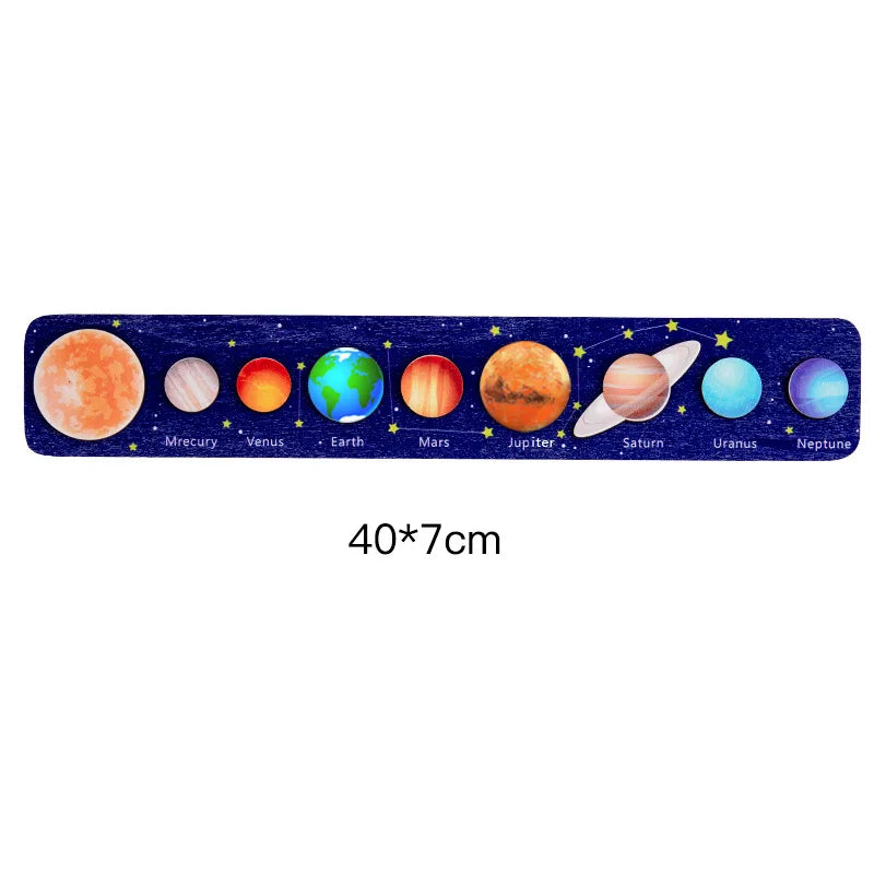 Movable Solar System Puzzle for Kids Boys 3-6 Years Wooden Space Toys Planets for Kids Space Planetary Science Educational Toys