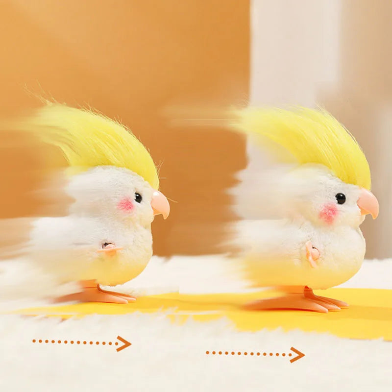 New Cute Jumping Parrot Chick Clockwork Toy Walking Simulation Plush Wind Up Vintage Toys for Kids 2 To 4 Years Old Toys Gift