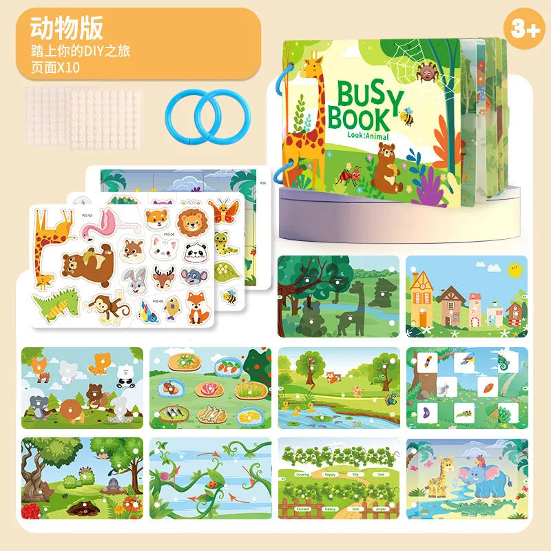 Montessori Baby Busy book My First Quiet Book Paste Early Learning Education Toy Children Toy Matching Montessori Toys for Baby