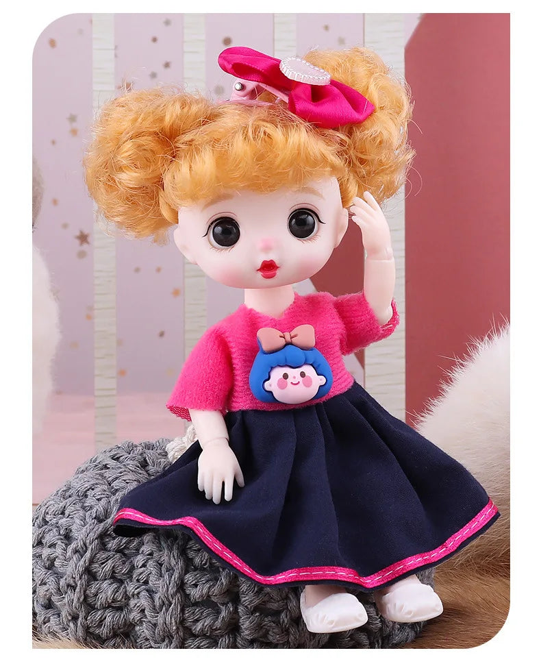 13 Movable Joints Cute Face Realistic Big 17cm BJD Doll Eyeball And Fashion Clothes Suit With Shoes Lolita Princess Doll Toy