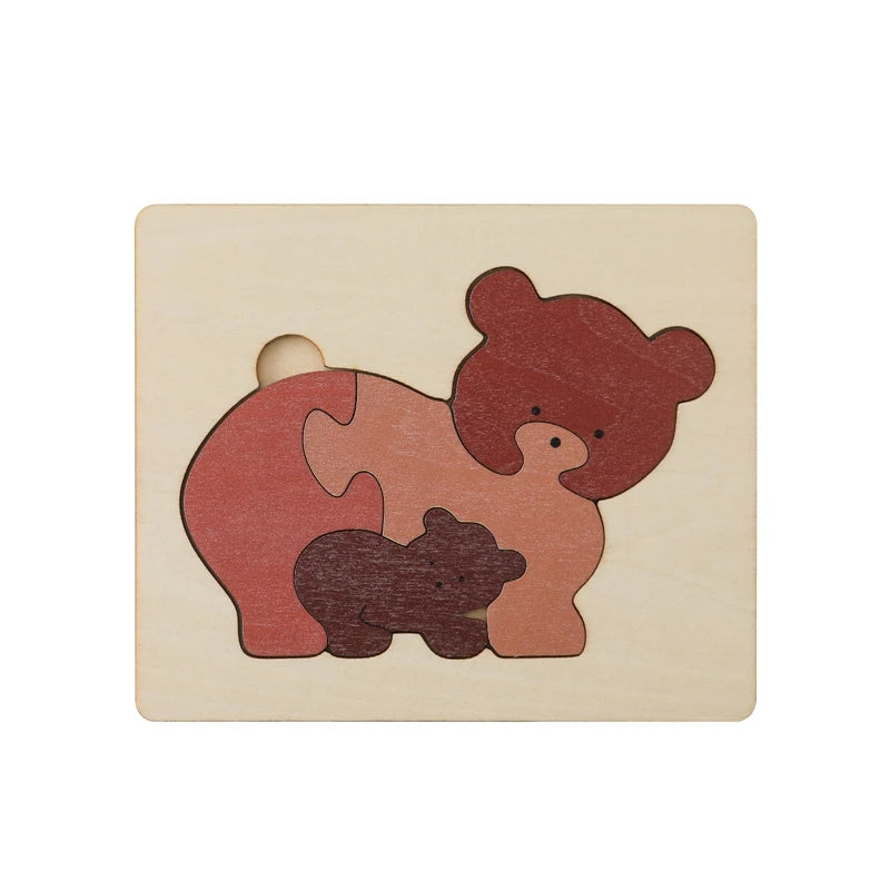 Baby Toys Montessori Wooden Puzzles Toys Cartoon Animal Shape Tangram Jigsaw Block Toys Kids Cognition Learning Educational Toys