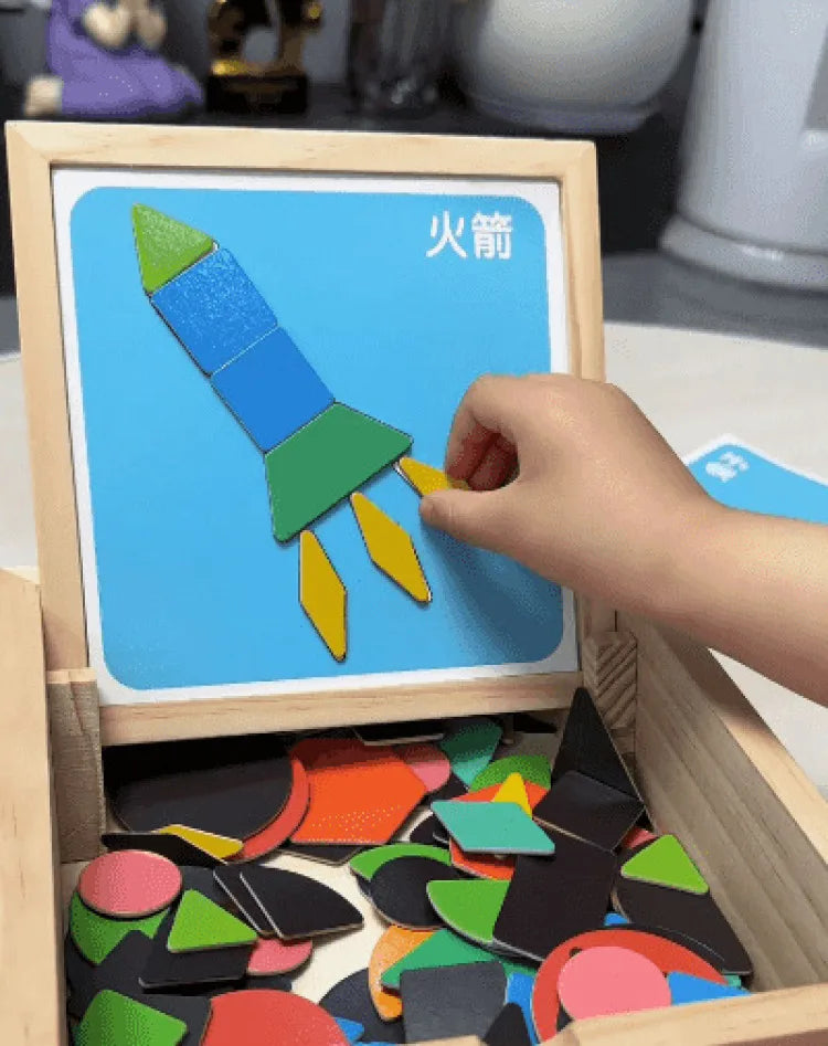 Magnetic Building Blocks Wooden Geometric Puzzle Exercise for Brain Intelligence Development Geometric Thinking Training for 2-8