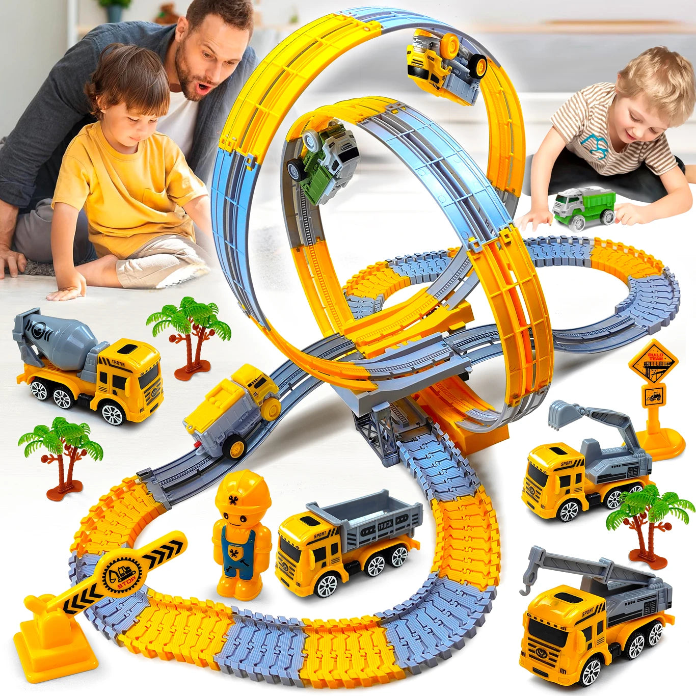 Space Track Toys Magic Climbing electric Engineering Race Car Toy  Bendable Flexible Race track Cars Train Toy For Kid Gift