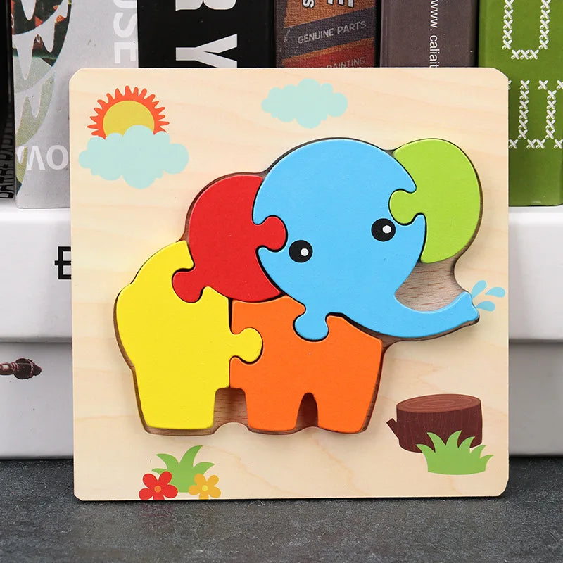 Baby High Quality 3D Wooden Puzzles Educational Cartoon Animals Early Learning Intelligence Puzzle Game Toys for Children