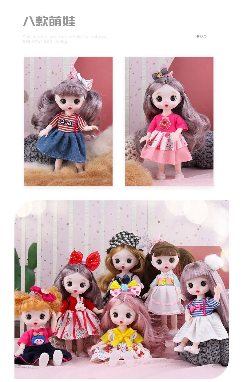 13 Movable Joints Cute Face Realistic Big 17cm BJD Doll Eyeball And Fashion Clothes Suit With Shoes Lolita Princess Doll Toy