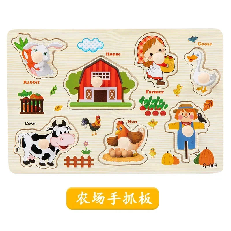 Wooden Puzzles for Toddlers Montessori Baby Learning Alphabet Number Shape Puzzle Toys Kids Educational Matching Board Wood Game