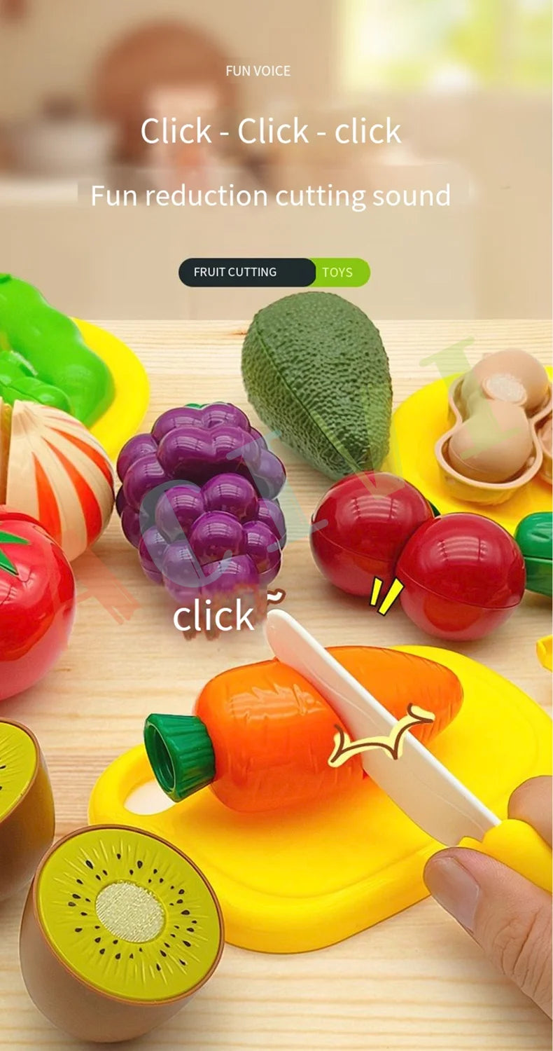 Kid Pretend Play Kitchen Fun Cutting Fruits and Vegetables Food Play House Set Puzzle Education Toys For Kids Boys Girls Gifts