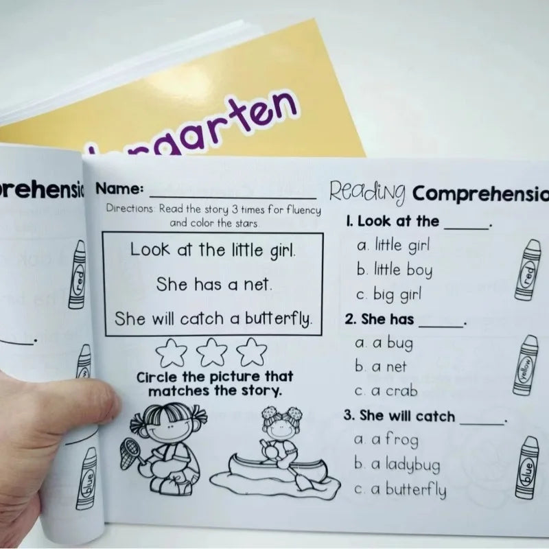 Kindergarten English Reading Comprehension Exercise Books Using Sentences Pictures and Questions To Improve Learning Skills
