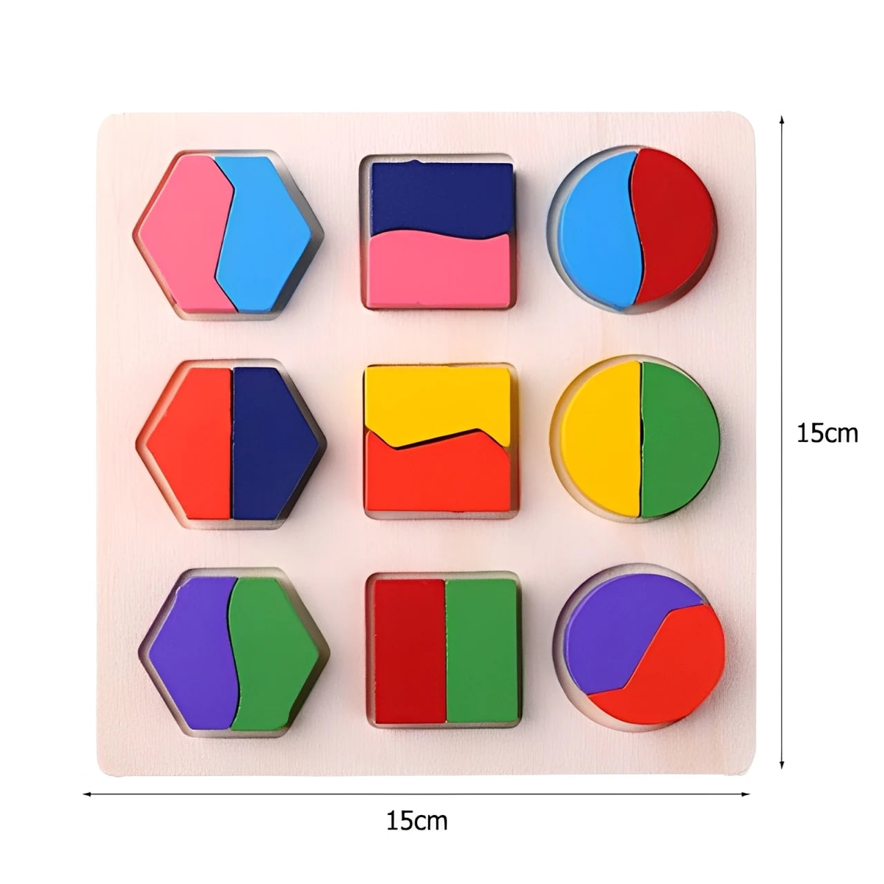 Wooden Puzzle Shape Matching Board Baby Montessori Early Education Toys Wooden Handgrip Board Educational Toys for Children TMZ