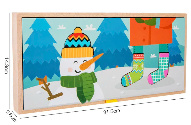 Children's Wooden Fun Sock Drying Puzzle Color Cognition Matching Fine Motor Training Early Education Learning Educational Toys