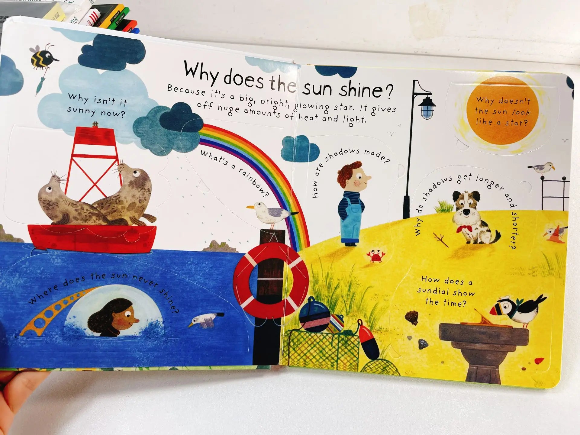 First Questions and Answers Why Does the Sun Shine? Usborne Lift the flap Children's Activity English Board Book