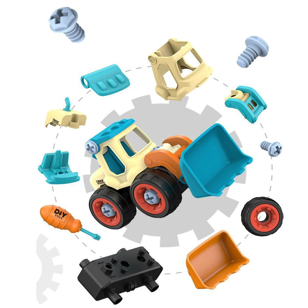 Screw Nut Truck Toys for Kids Boy Creative Tool Car Take Apart Construction Engineering Car Fire truck DIY Educational Toy Build