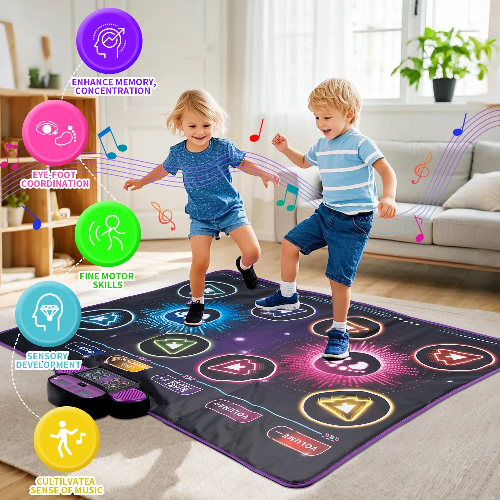 Dancing Blanket Kids Electronic Dance Mat Double Players Mode with 9 Levels Kid Floor Music Blanket Educational Toys Xmas Gifts