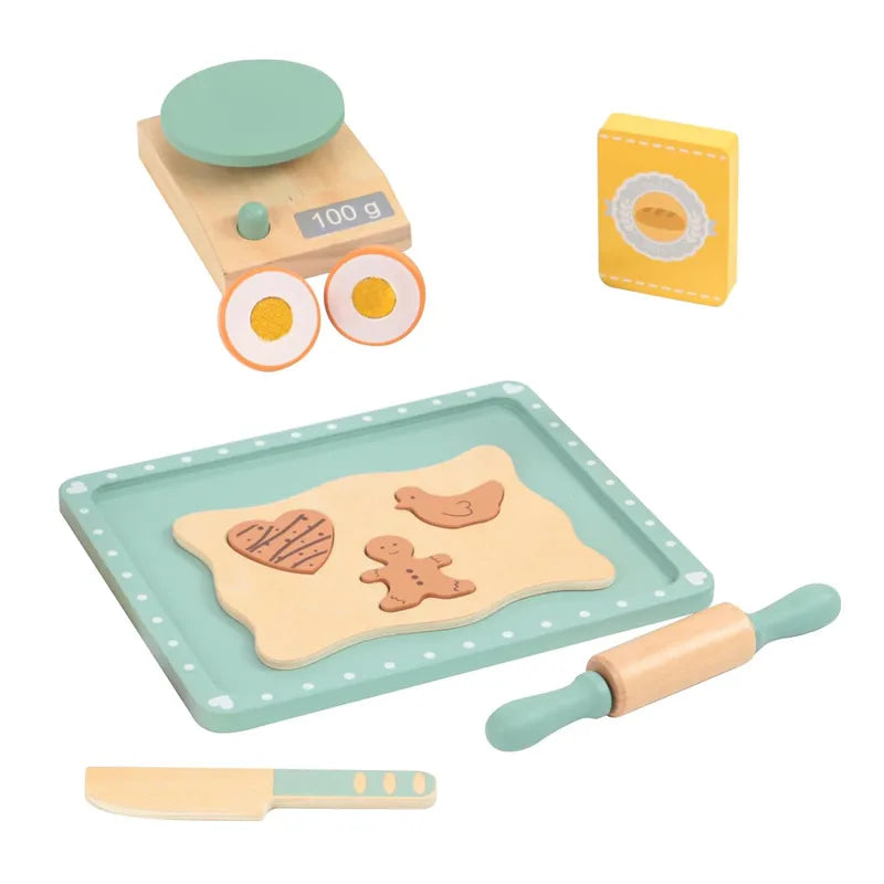 Wooden Pretend Play Kitchen Toys Coffee Machine Mixer Ice Cream Cake Toy Kids Play Food Teapot Cup Tea Set for Boys Girls Gifts