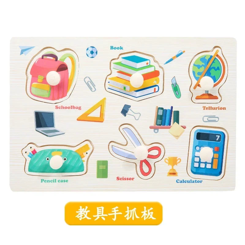 Wooden Puzzles for Toddlers Montessori Baby Learning Alphabet Number Shape Puzzle Toys Kids Educational Matching Board Wood Game