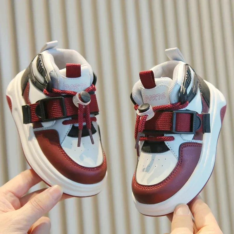 Kid Sneakers 2025 Spring Autumn Boys Causal High Top Sneakers Girls School Versatile Children's Chunky Basketball Shoes Non-slip