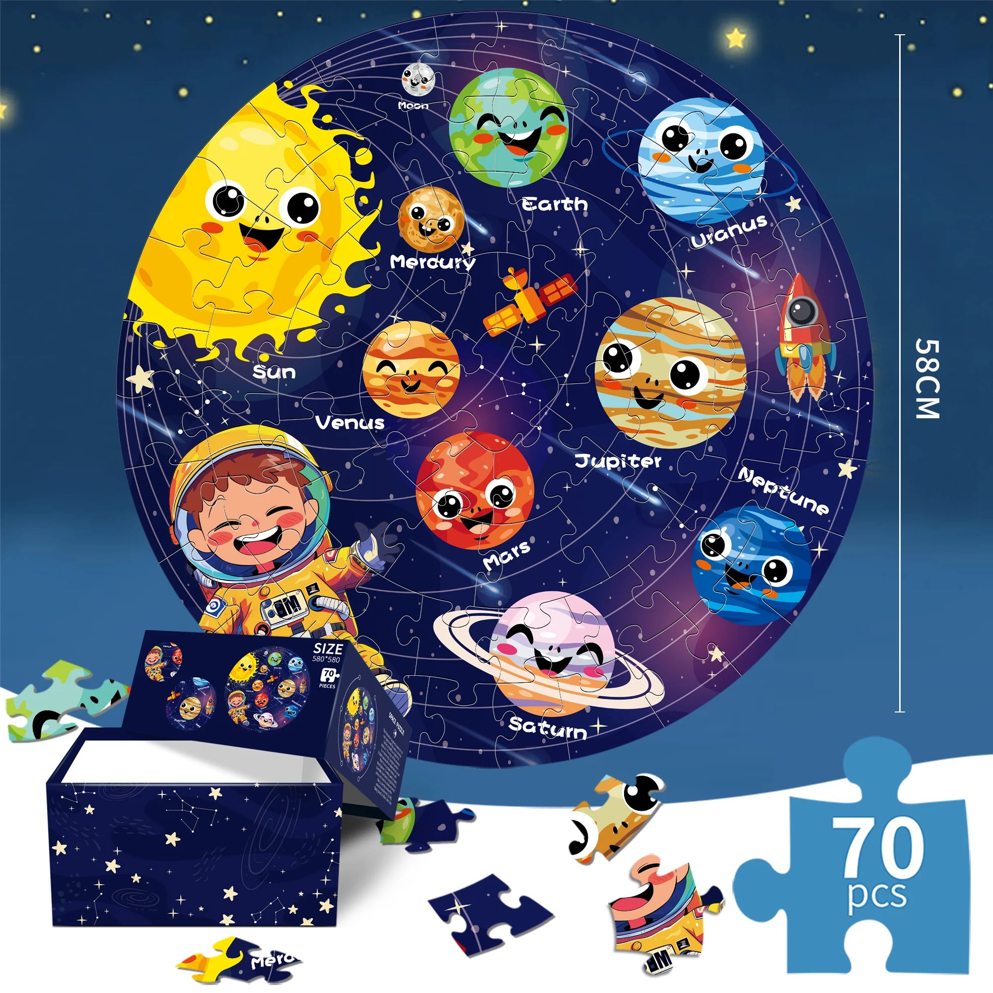 Fun Luminous Puzzles For Kids 70 Piece Creative Floor Puzzles Early Educational Learning Toy For Above 3 Years Kids Boys Girls