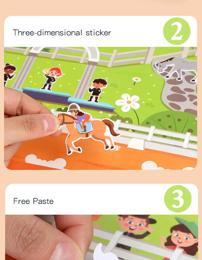 Kids' Reusable DIY Sticker Books Multi-Theme Bubble Sticker Jelly Stickers Portable Montessori Sticker Toy Gifts for Children