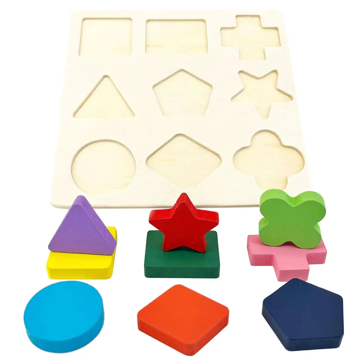 Wooden Puzzle Shape Matching Board Baby Montessori Early Education Toys Wooden Handgrip Board Educational Toys for Children TMZ