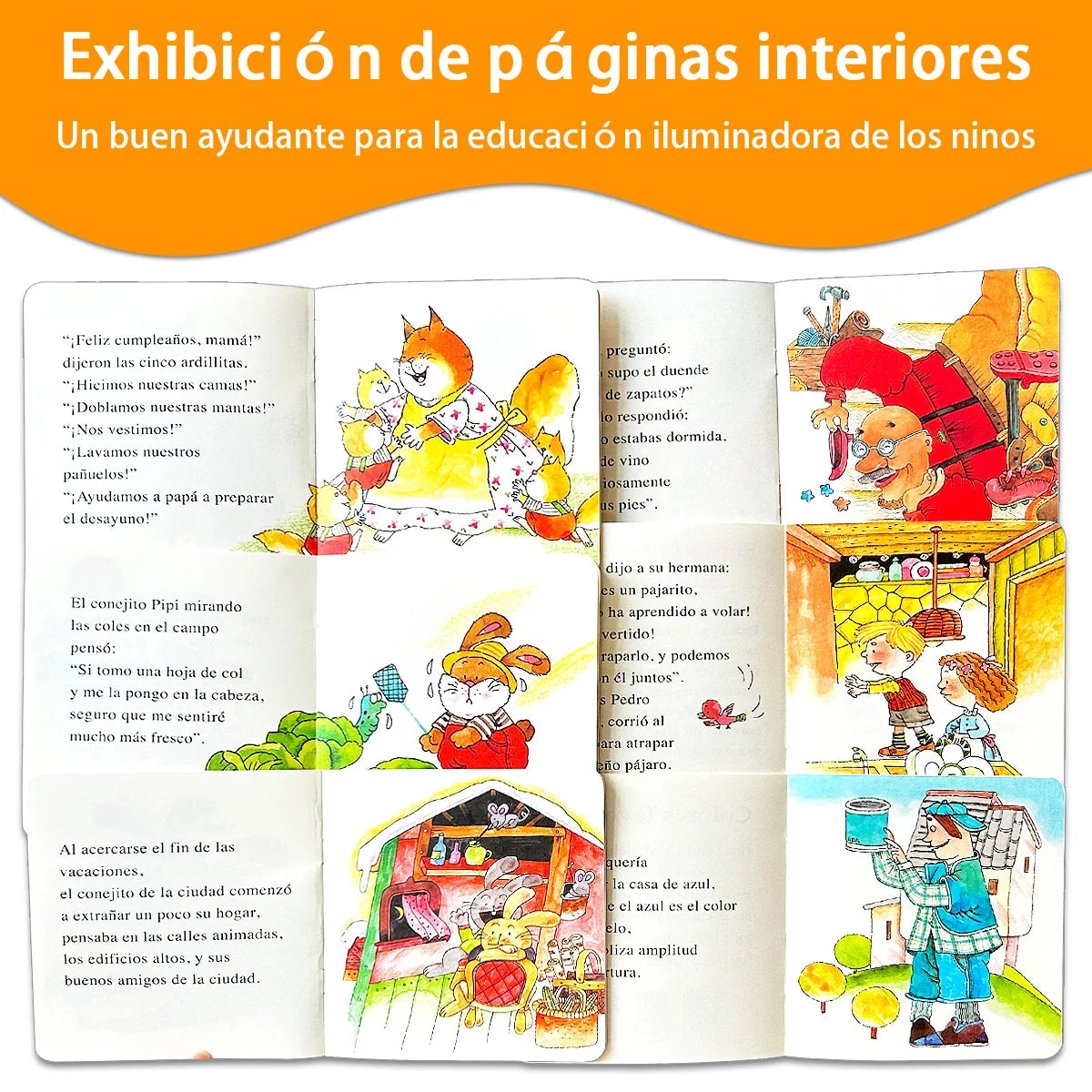 Ten Spanish storybooks: Mini storybooks that expand children's vocabulary and imagination. School supplies. a birthday present.