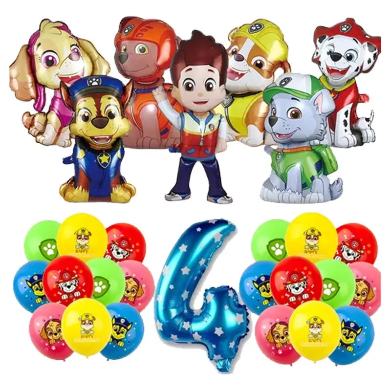 Paw Patrol Birthday Decorations Paw Patrol Tableware Plates Cups Balloons Banner Backdrop Cake Toppers Gift Bags Party Supplies