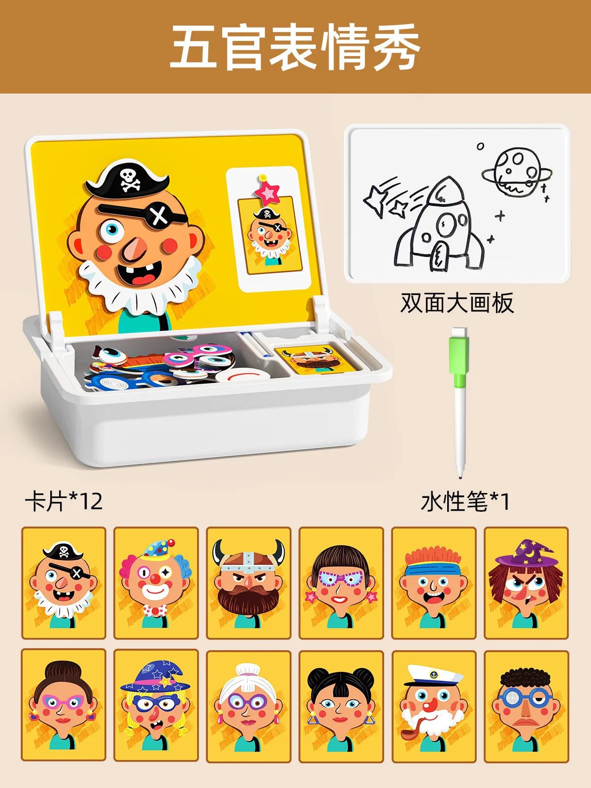 Magnetic Puzzles Face Dress Up Travel Game Double Side Preschool Educational Learning Toy for Kids