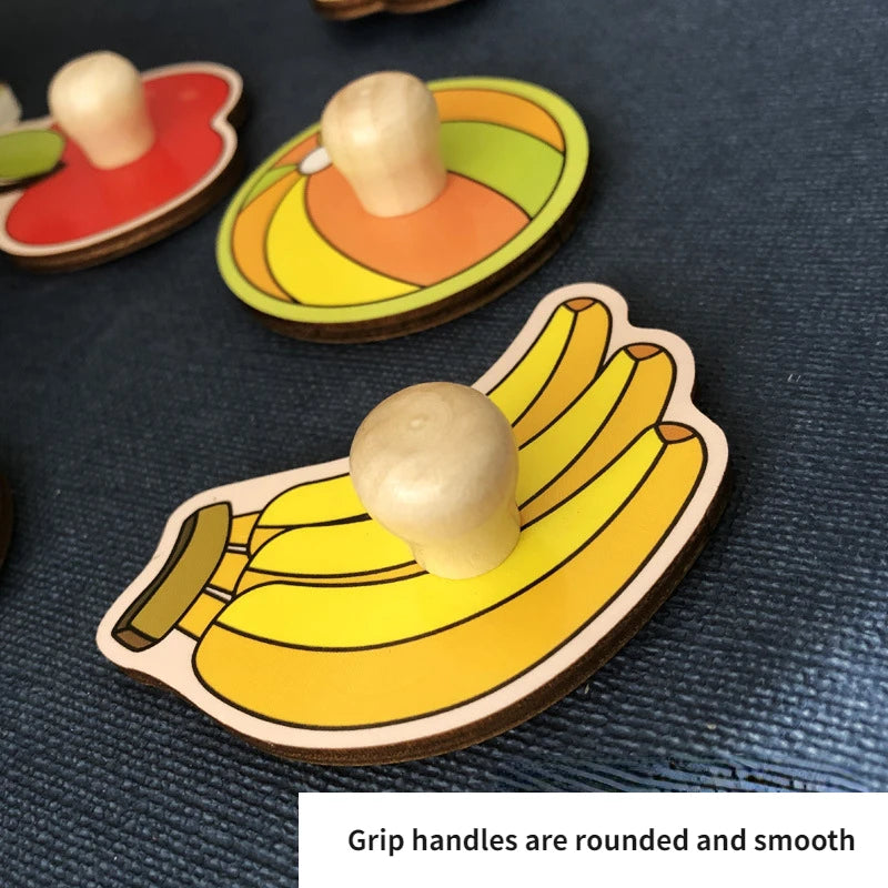 Montessori Puzzle Toys Baby Hand Scratching Board Matching Cartoon Wooden Nail Nesting Board Intelligence Puzzle