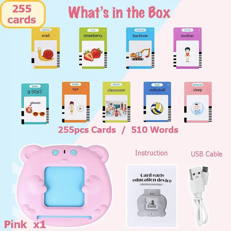 Learning English Flash Cards Machine Electronic Audio Book Toy Montessori Educational Toy for Children Christmas Gift 2026 New