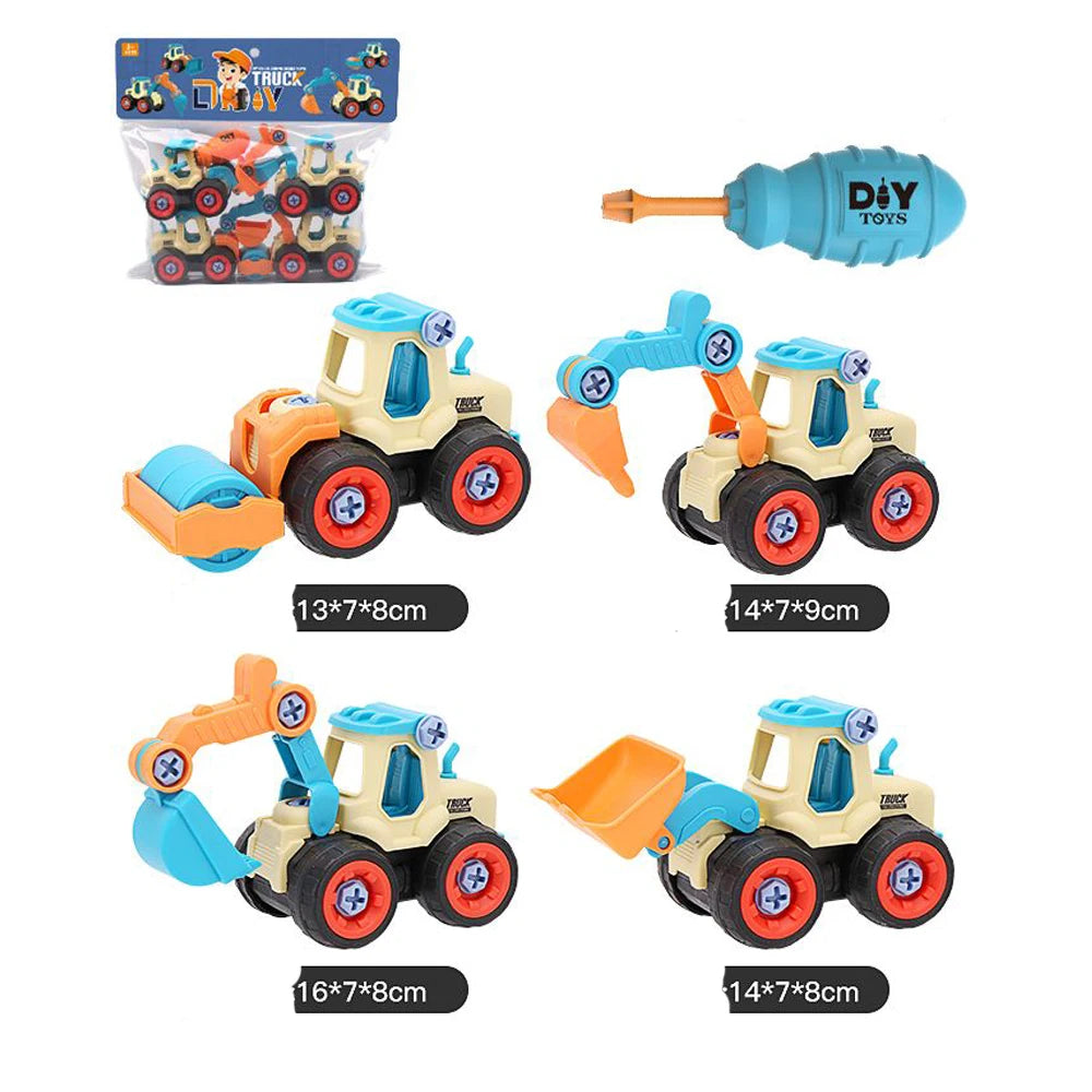 Screw Nut Truck Toys for Kids Boy Creative Tool Car Take Apart Construction Engineering Car Fire truck DIY Educational Toy Build