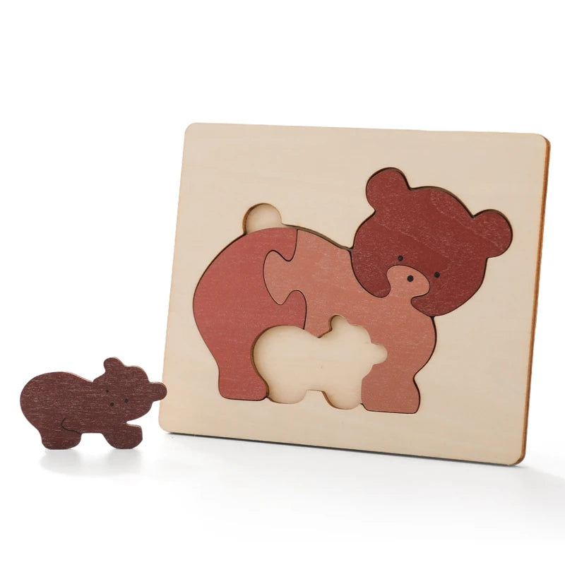 Wooden Puzzle Montessori Toys Baby Cartoon Ocean Animal Colorful Learning Education Block Toys Tangram Jigzaw Cognitive Kid Gift