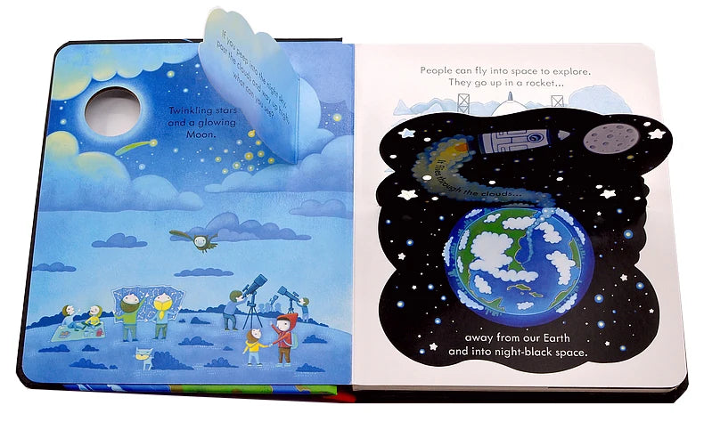 Usborne Peep Inside Space Educational English Picture Book for Kids Baby Bedtime Reading Planet 3D Flap Board Books