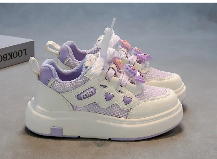Girls' mesh shoes 2025 Spring and Autumn new children's sports shoes mesh breathable girls' casual shoes board shoes