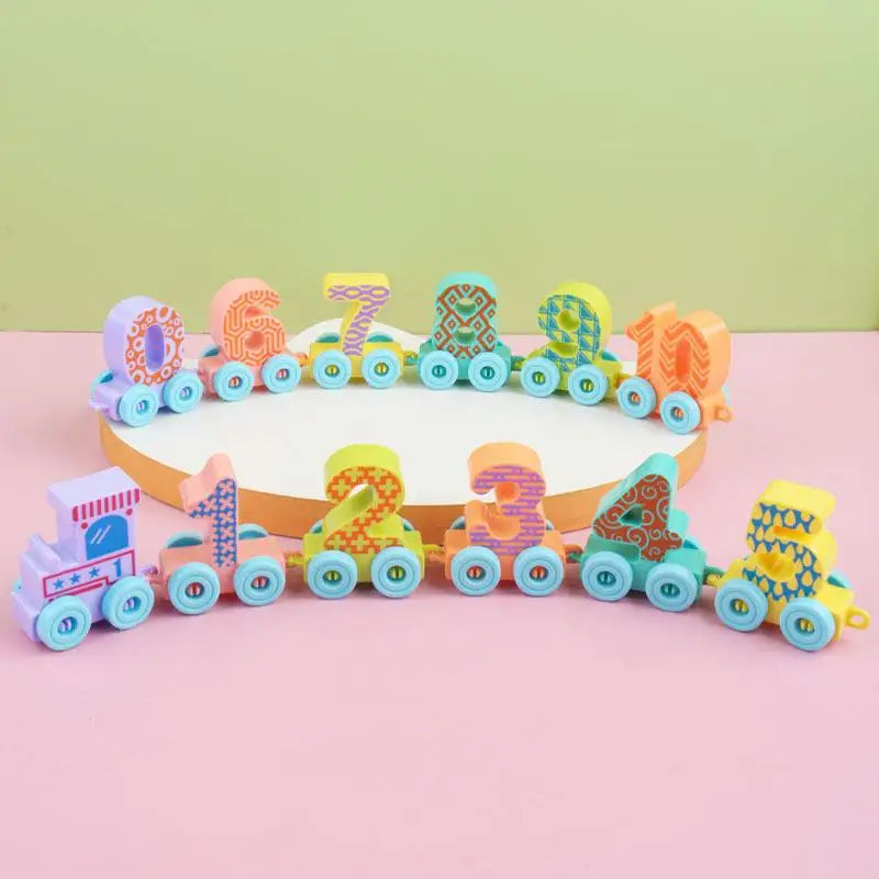 6/12PCS Montessori Children's Assembly Educational Toys Magnetic Digital Train Colorful Cognition Plastic Toy Learning Car