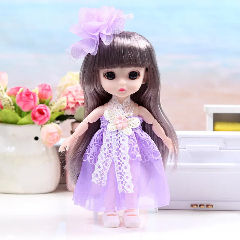 17cm Dolls 1/8 BJD Doll Princess Dress Up Boneca Children's 13 Joints Toys Dolls for Girls Dolls Multi-joint Kids Birthday Gifts