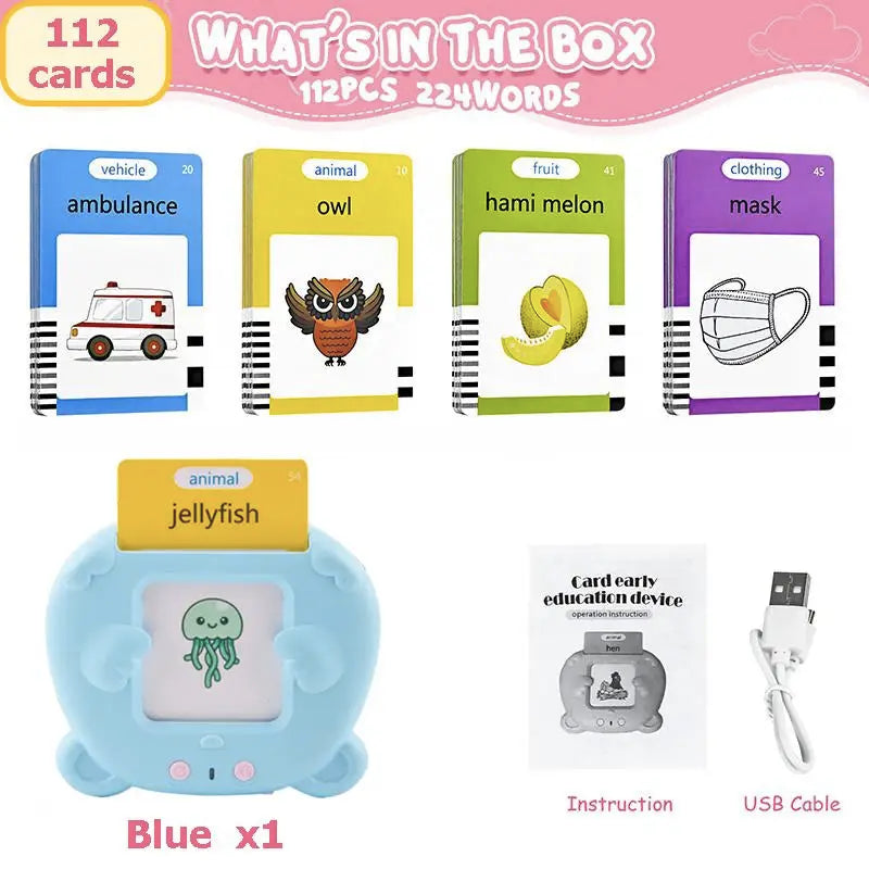 Learning English Flash Cards Machine Electronic Audio Book Toy Montessori Educational Toy for Children Christmas Gift 2026 New