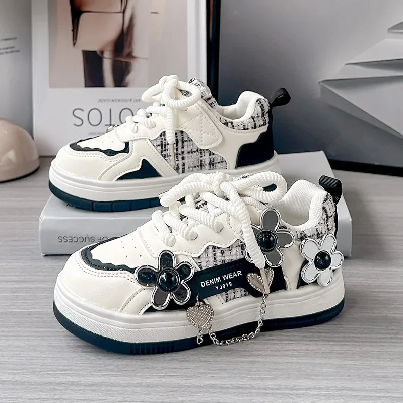 Pink Star Girls Sneaker Children Shoes Thick Sole Autumn Luxury Kids Casual Sneaker Comfortable Cute Sports Shoes for Girls