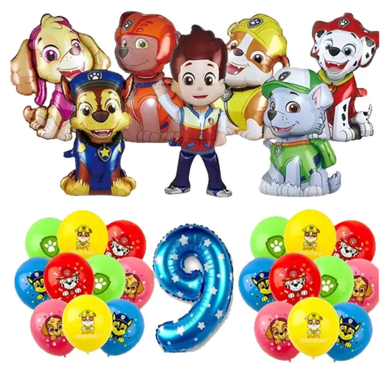 Paw Patrol Birthday Decorations Paw Patrol Tableware Plates Cups Balloons Banner Backdrop Cake Toppers Gift Bags Party Supplies