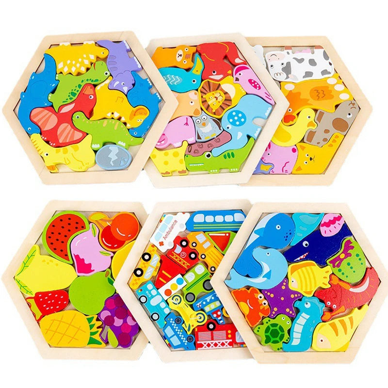 Baby Toy Wooden jigsaw Puzzle Creative 3D Puzzle for Children's Intelligence Development Early Educational toys for Children