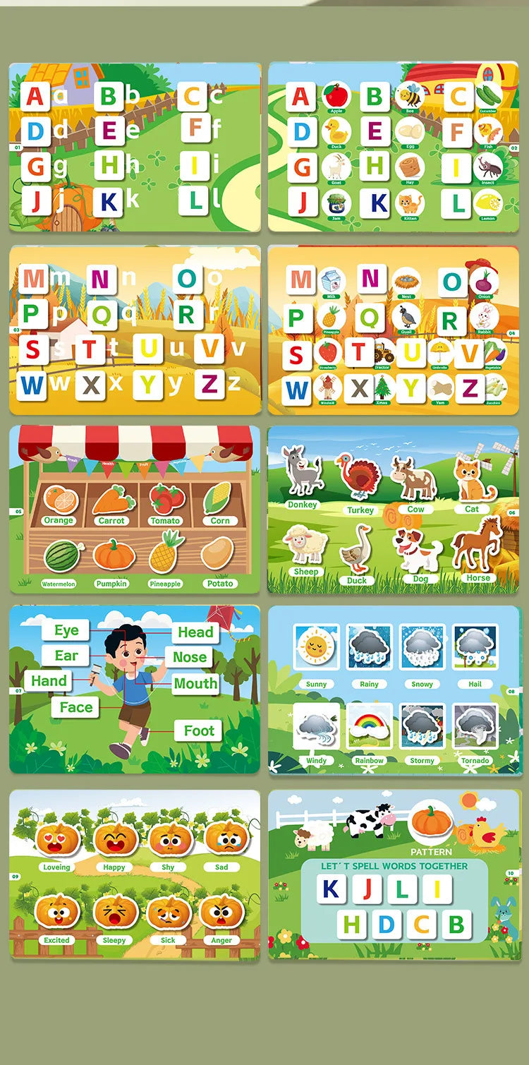 Busy Book for Toddlers Ages 2-6 Quiet Book Preschool Learning Activity Reusable Sticker & Velcro Matching Montessori Fine Mot