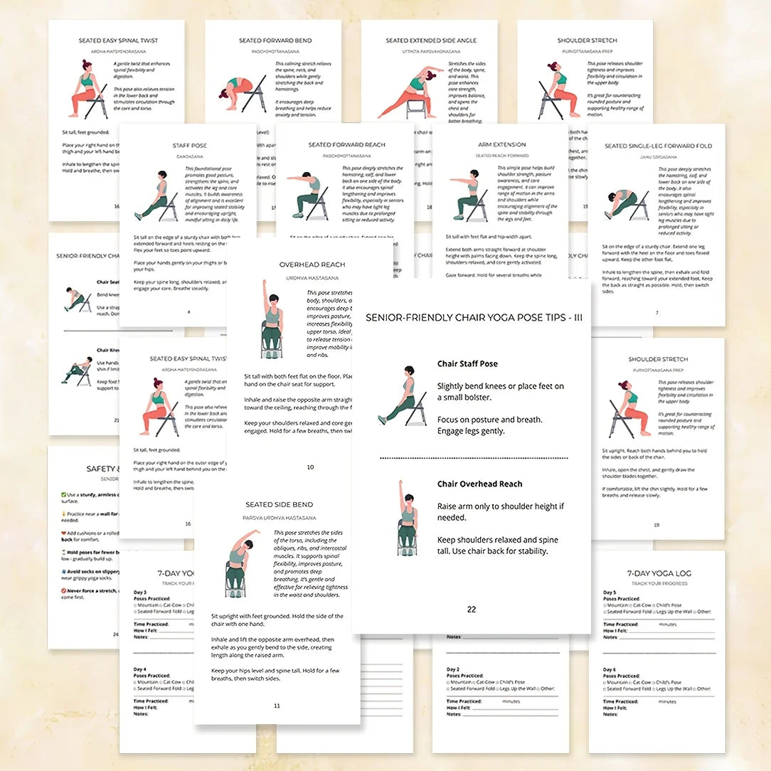 28-Day Chair Yoga Weight Loss Plan&Log – 32 Sheets/64 Pages Illustrated Guide with Daily Exercises Diet Tips & Progress Tracking