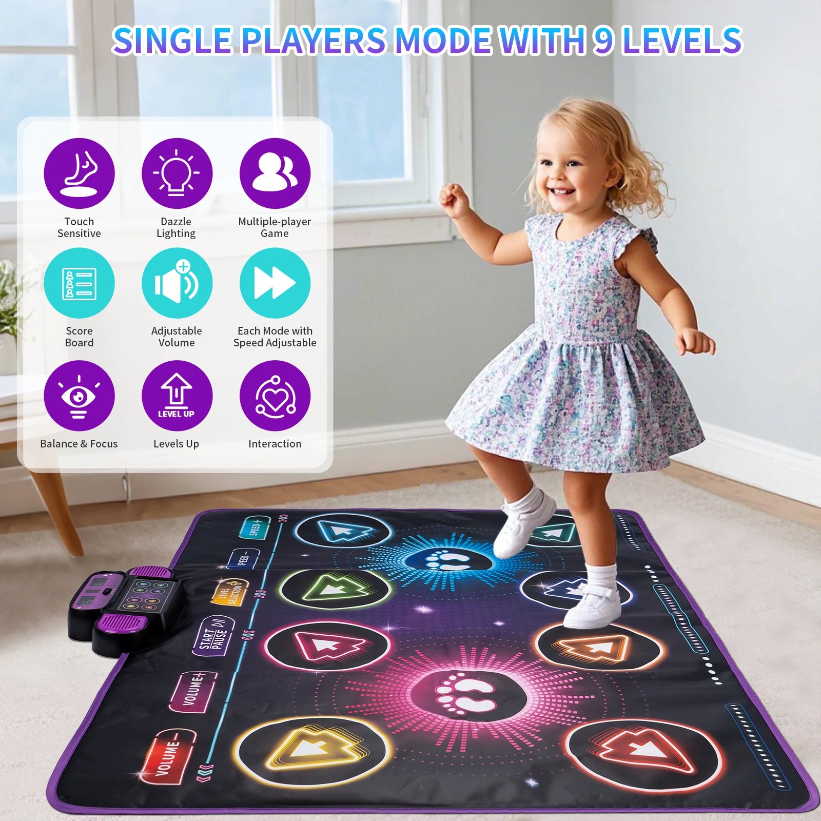 Dancing Blanket Kids Electronic Dance Mat Double Players Mode with 9 Levels Kid Floor Music Blanket Educational Toys Xmas Gifts