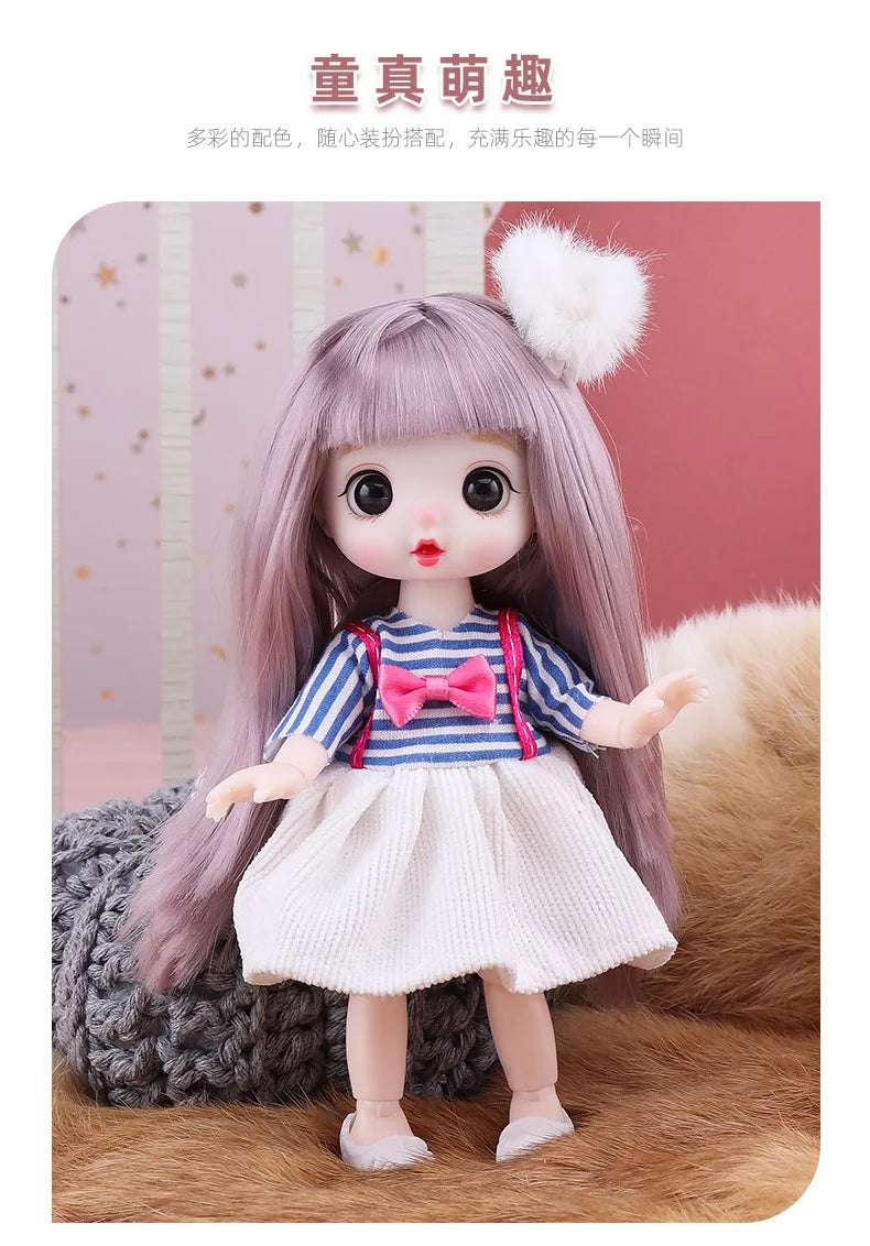 13 Movable Joints Cute Face Realistic Big 17cm BJD Doll Eyeball And Fashion Clothes Suit With Shoes Lolita Princess Doll Toy
